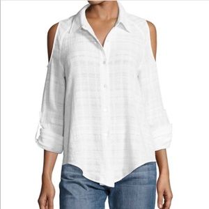 Generation Love Linen Cold Shoulder Button Down